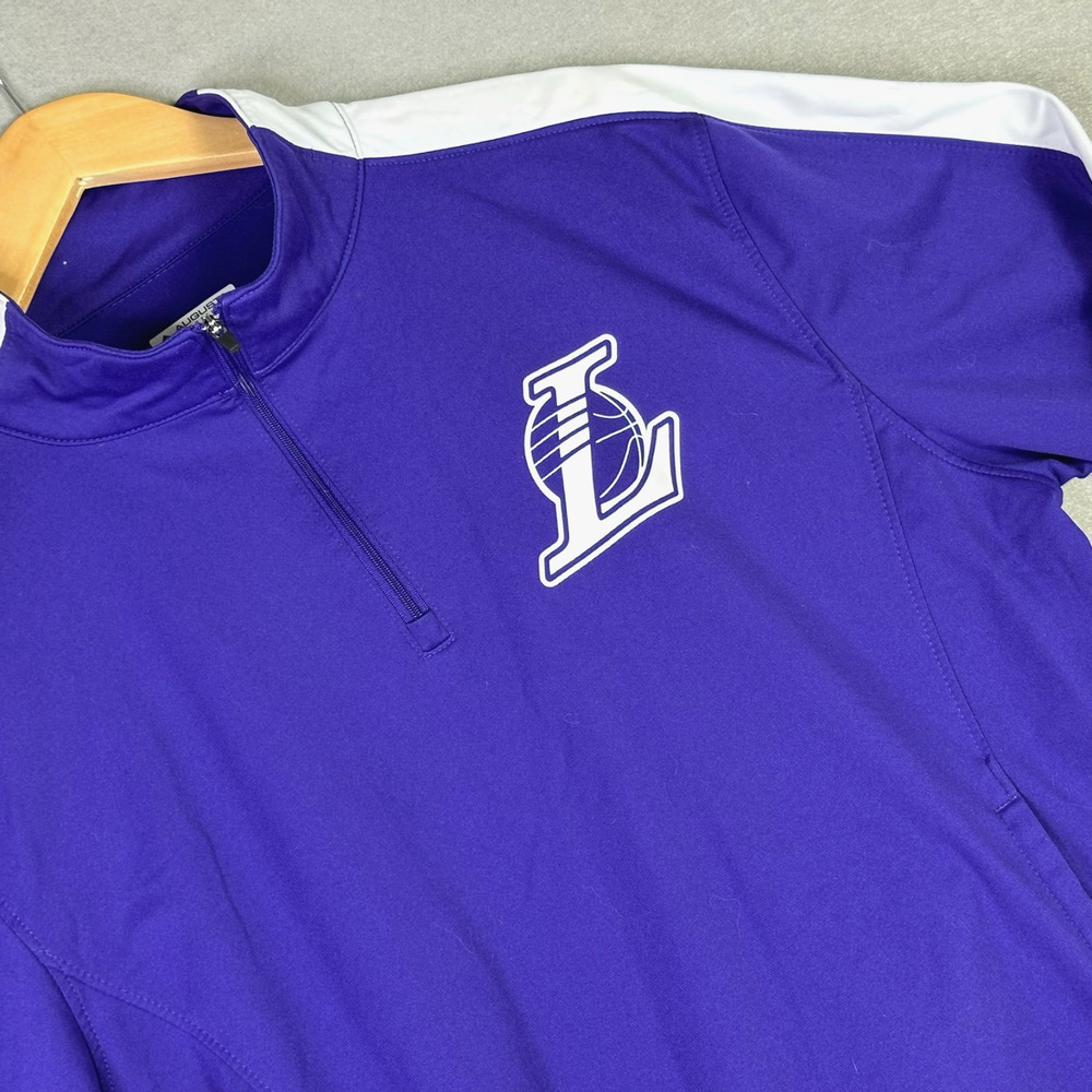 Los Angeles Lakers 1/4 Zip Pullover Purple White Track Jacket Adult M Augusta